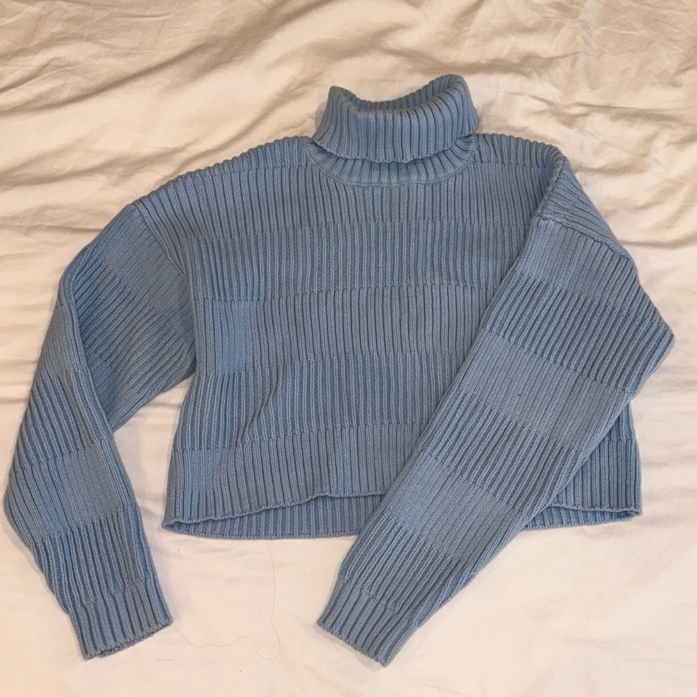 L.A. Hearts Blue Cropped turtleneck sweater